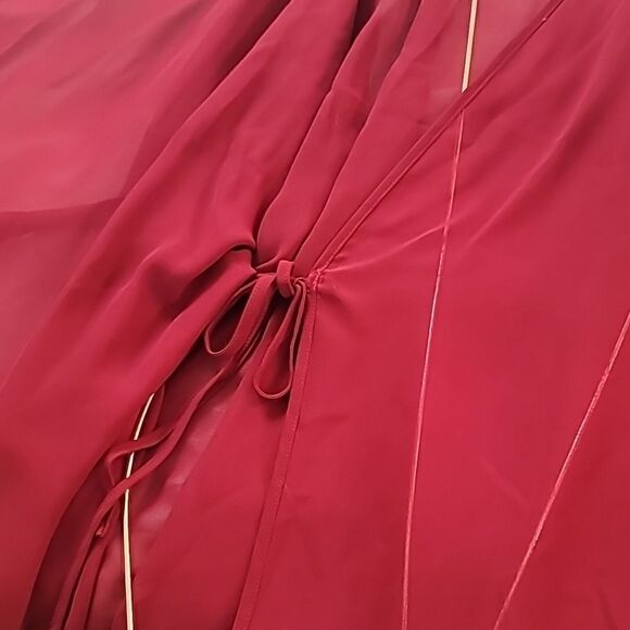 Flora Nikrooz Plum/Red Apliqued Sleeve Sheer Robe in size L/XL NWT - Picture 6 of 11